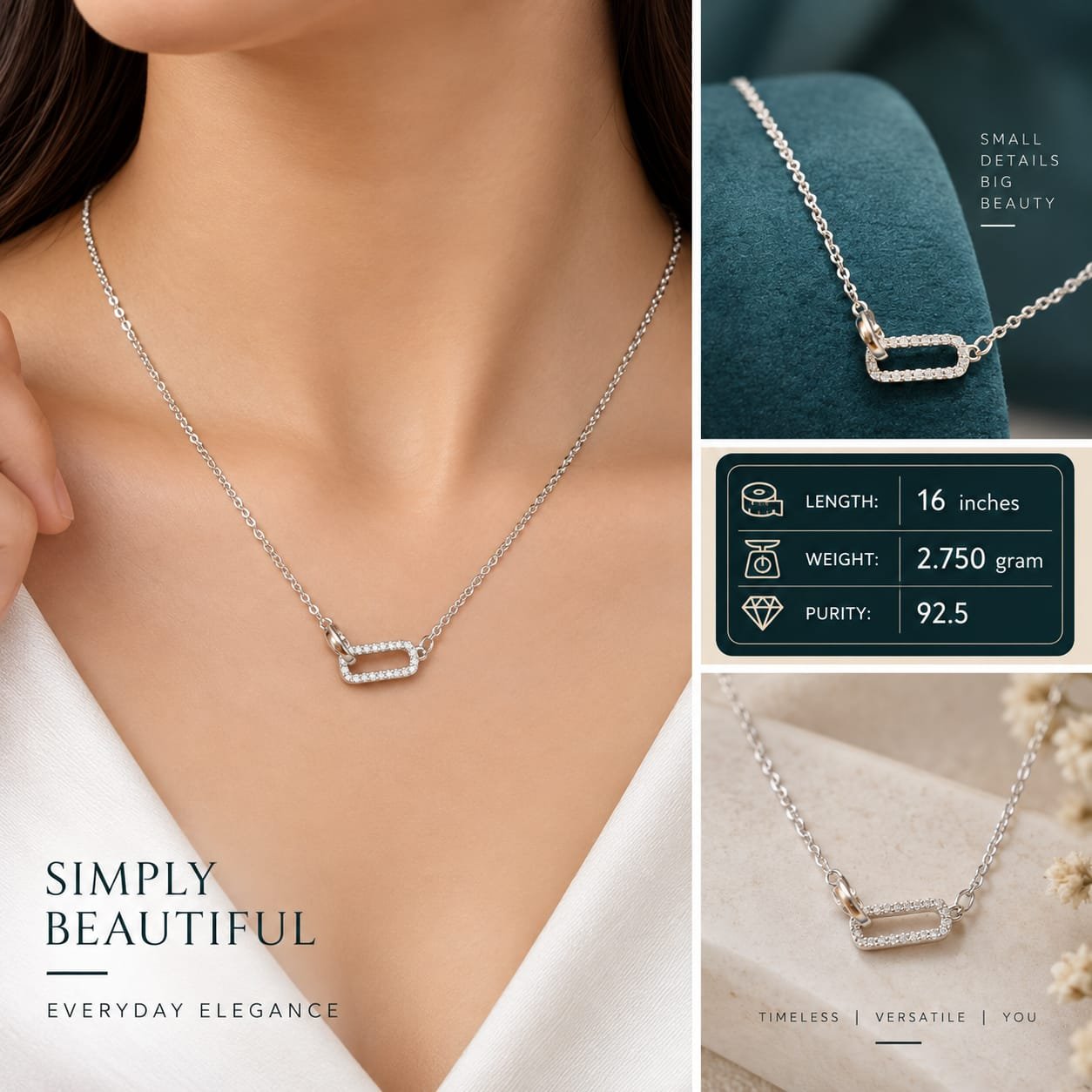 Ladies Paperclip Silver Chain