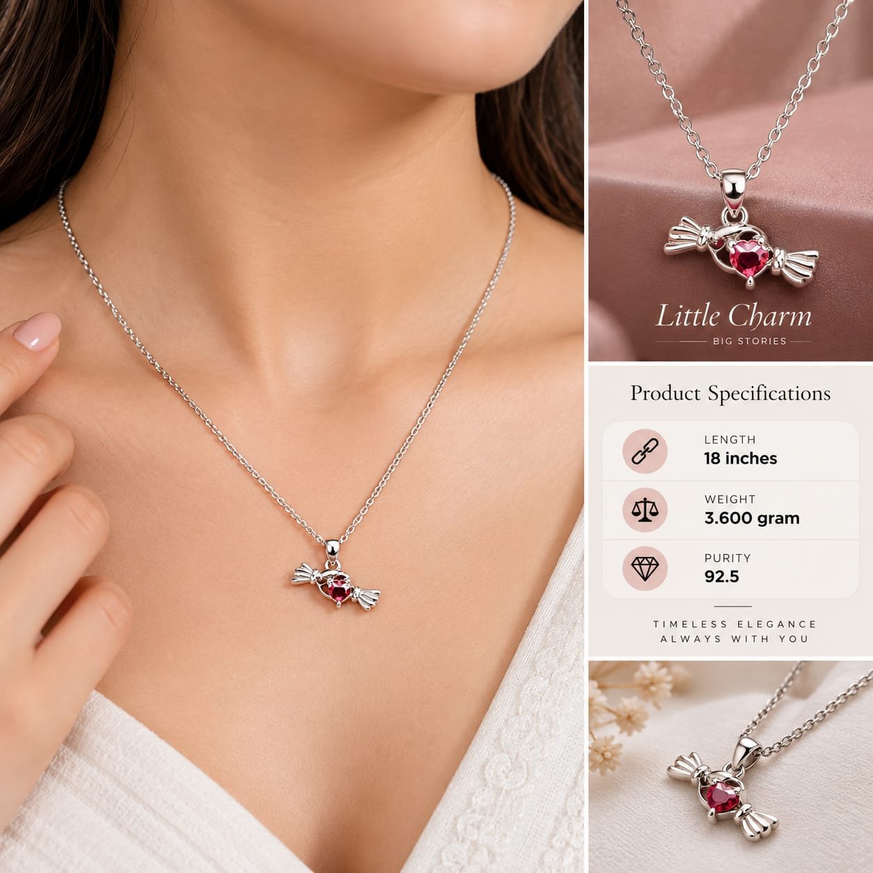 Ladies Candy Charm Silver Chain