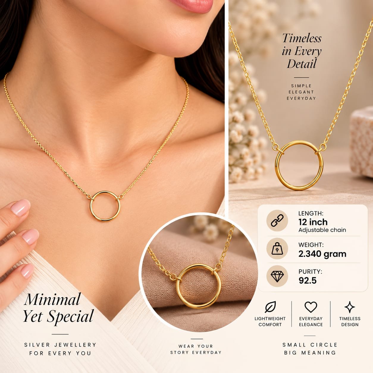 Ladies Circle Silver Chain