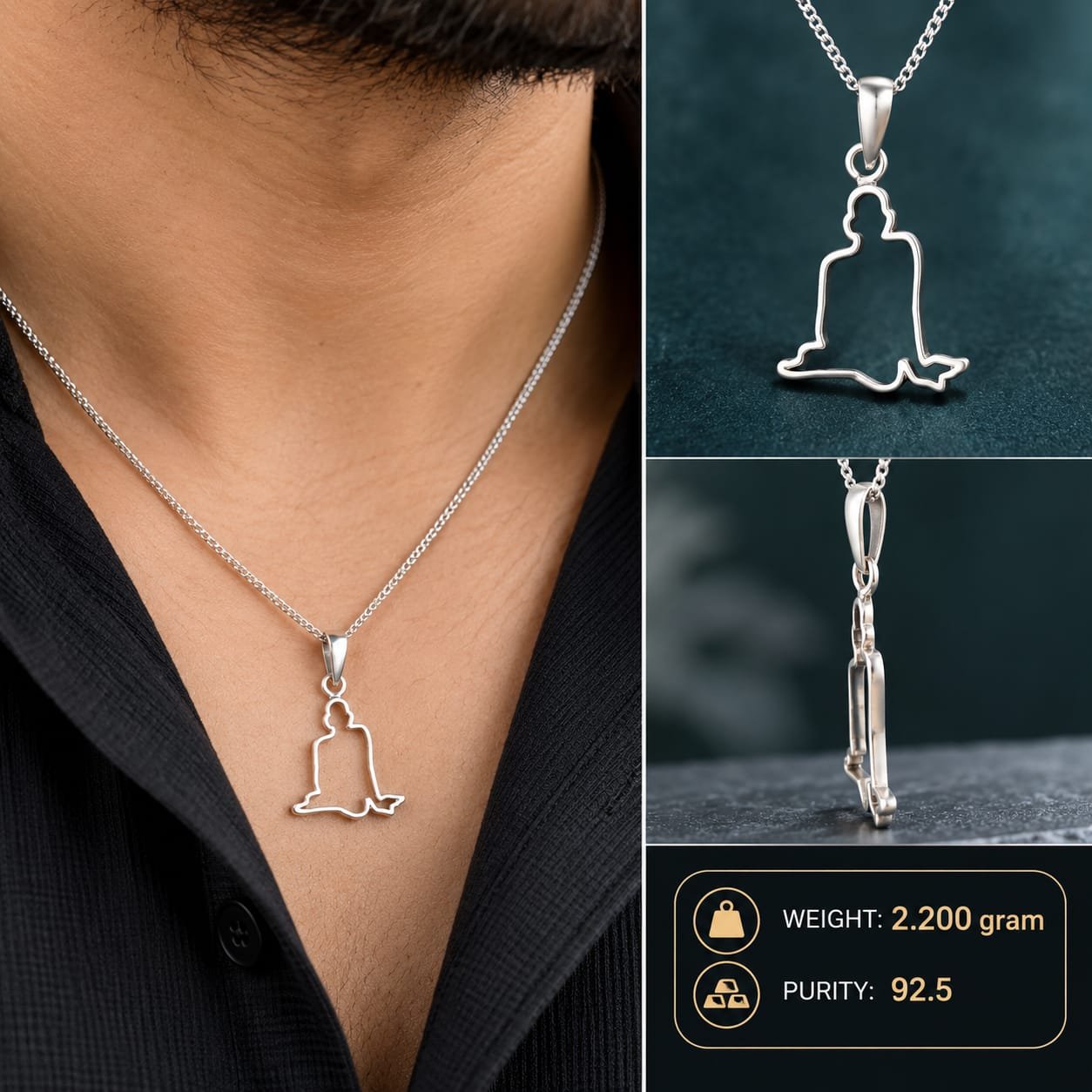 Swami Samarth  Outline Silver Pendant