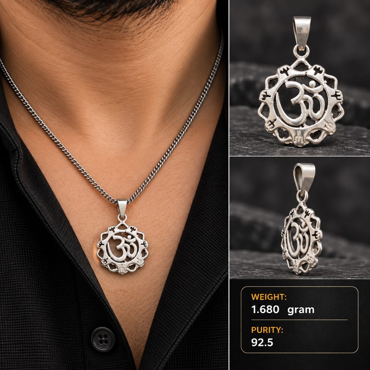 Om Chakra Silver Pendant