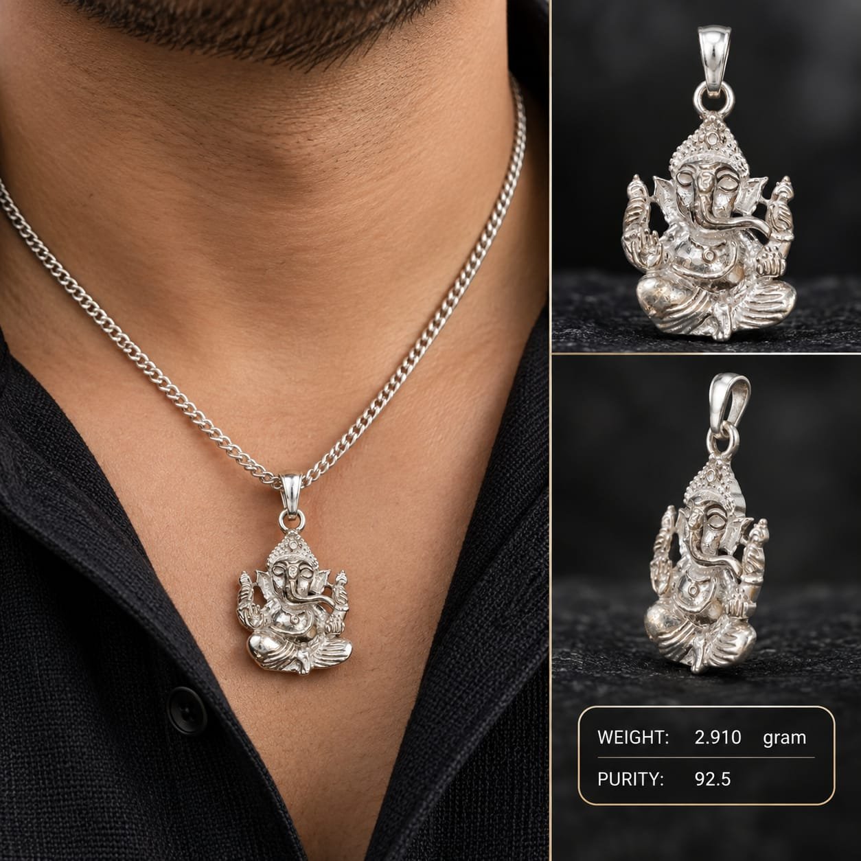 Ganesha Crown Silver Pendant II