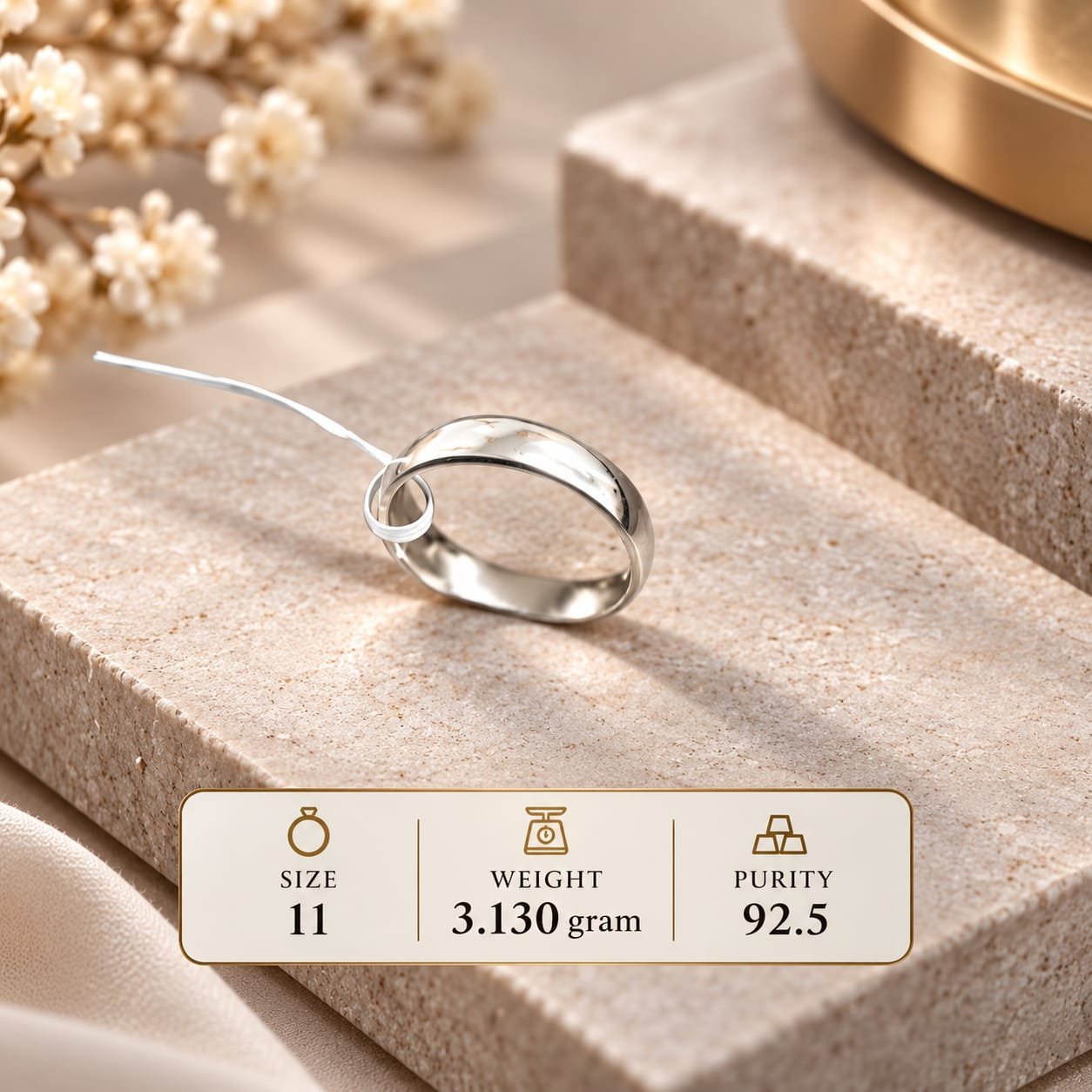 Men's Slim Plain Band 925 Silver Ring