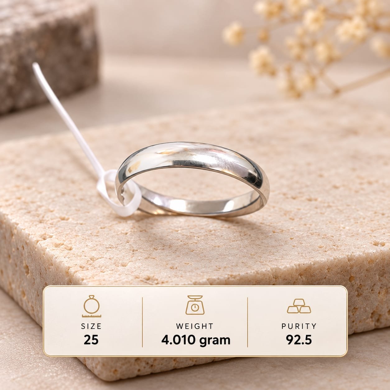 Men's Smooth Polished Band 925 Silver Ring