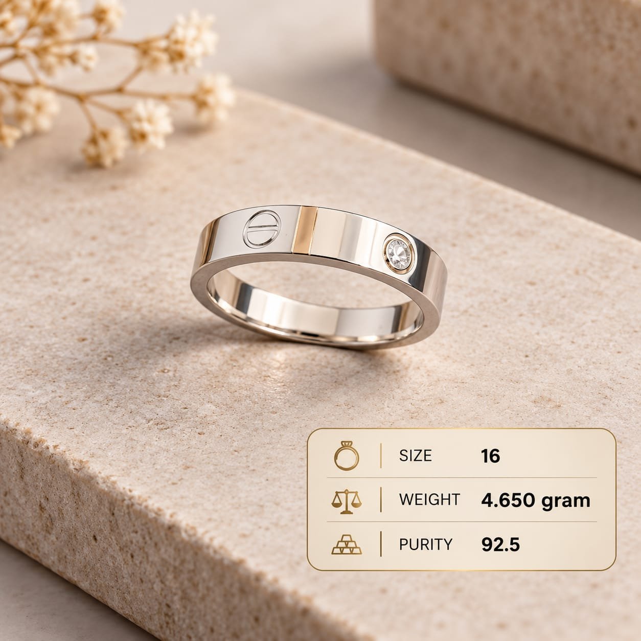Men's Screw Motif 925 Silver Ring