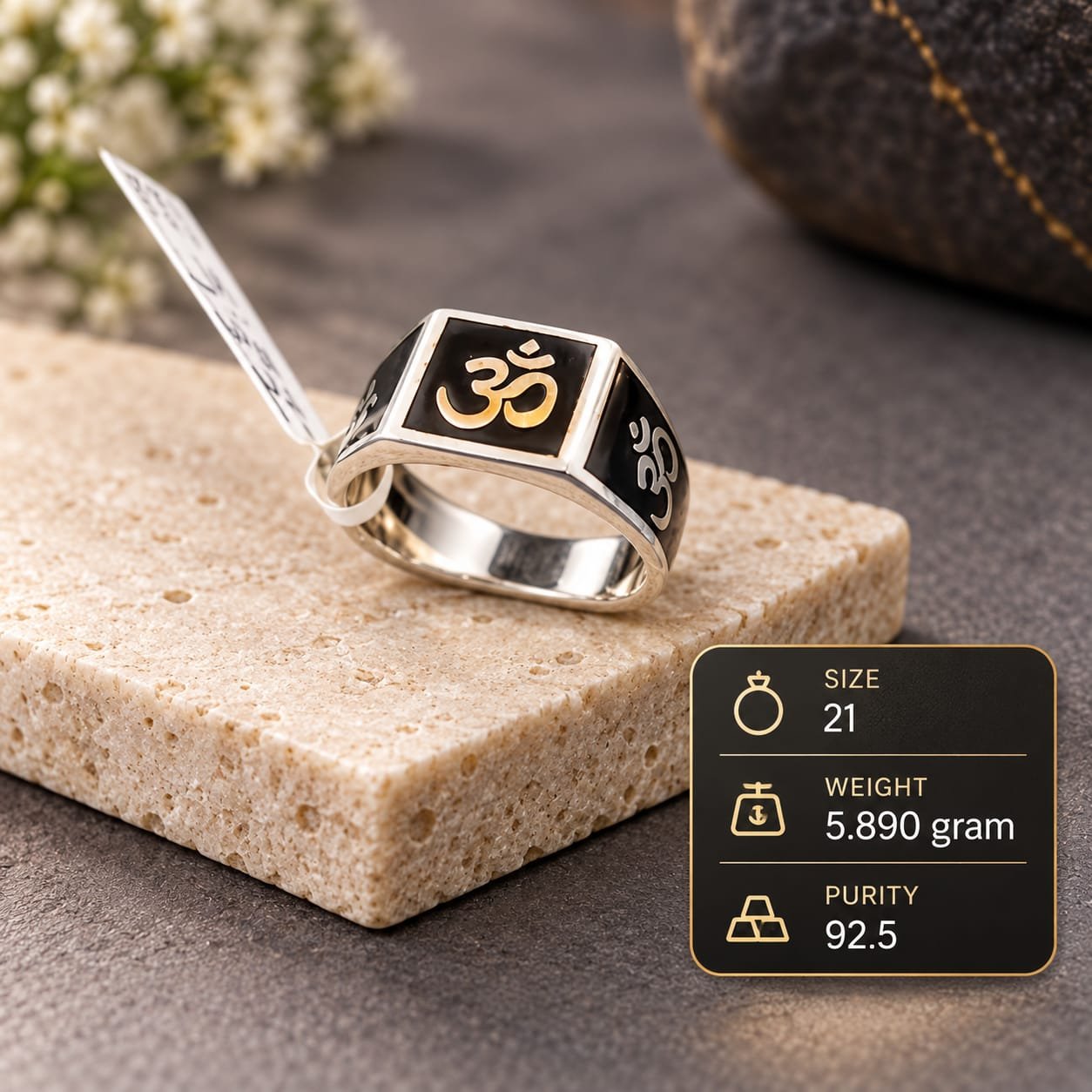 Men's Om Signet 925 Silver Ring