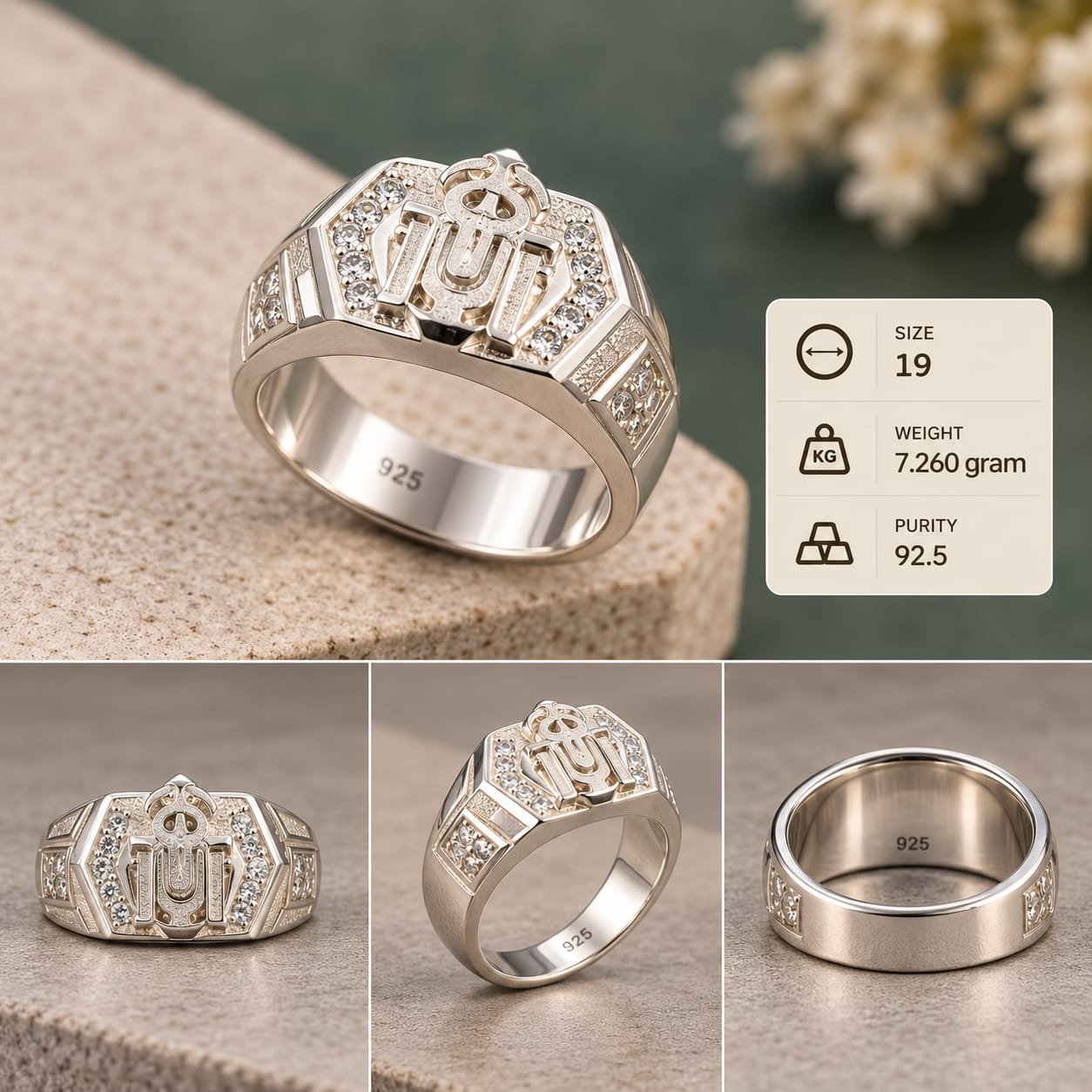 Men's Ornate Crest 925 Silver Ring